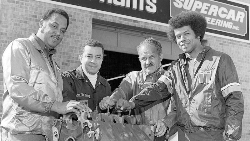 Black drivers Malcolm Durham, Leonard W. Miller, Wendell Scott, and Ronald Hines